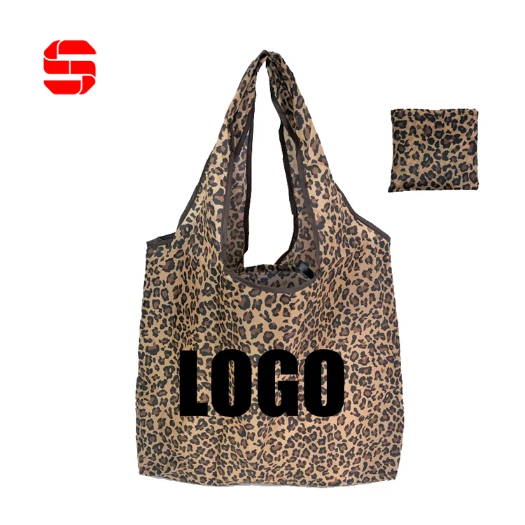 Custom Tote Bags Promotion Sublimation Printed Eco Nylon Recycled Foldable Reusable Grocery Polyester Shopping Bag with logos
