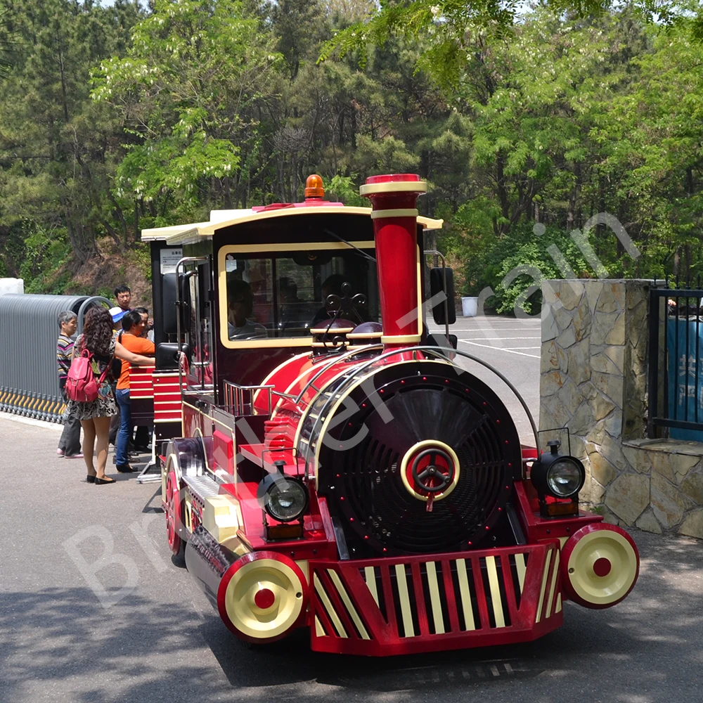 Outdoor Adults Sightseeing Passenger Steam Locomotive Attraction Electric Tourist Road Tour Trackless Train For Sale