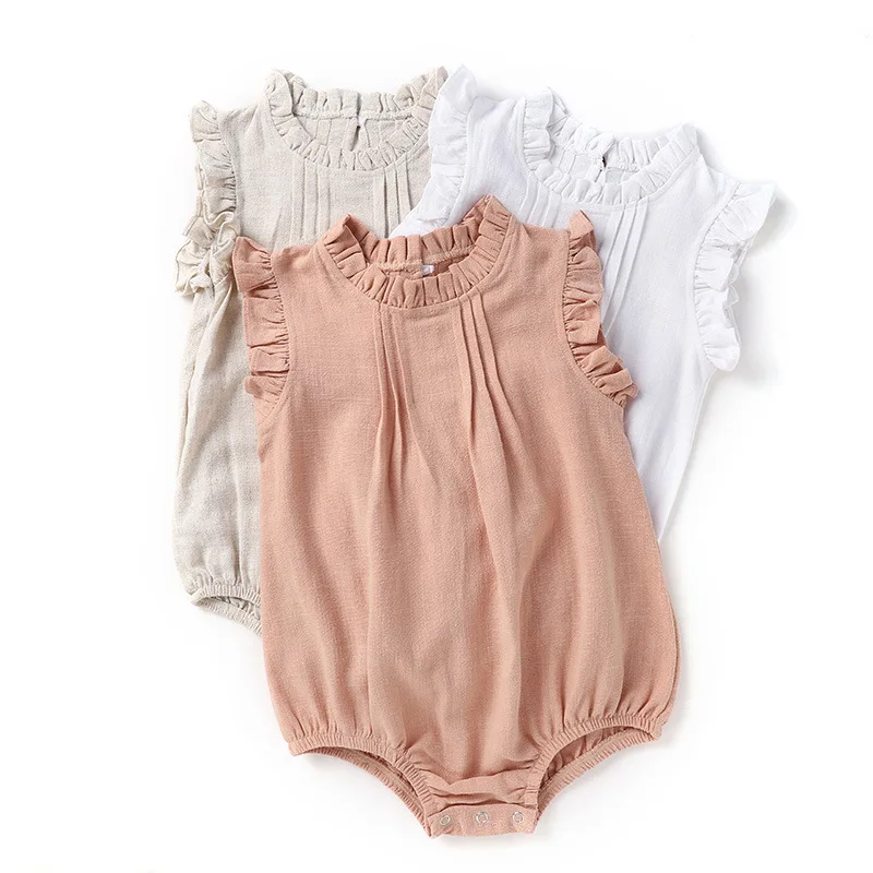 
Cotton and hemp ventilation Solid color climbing suit Baby Romper fashion new pattern Hot sale 