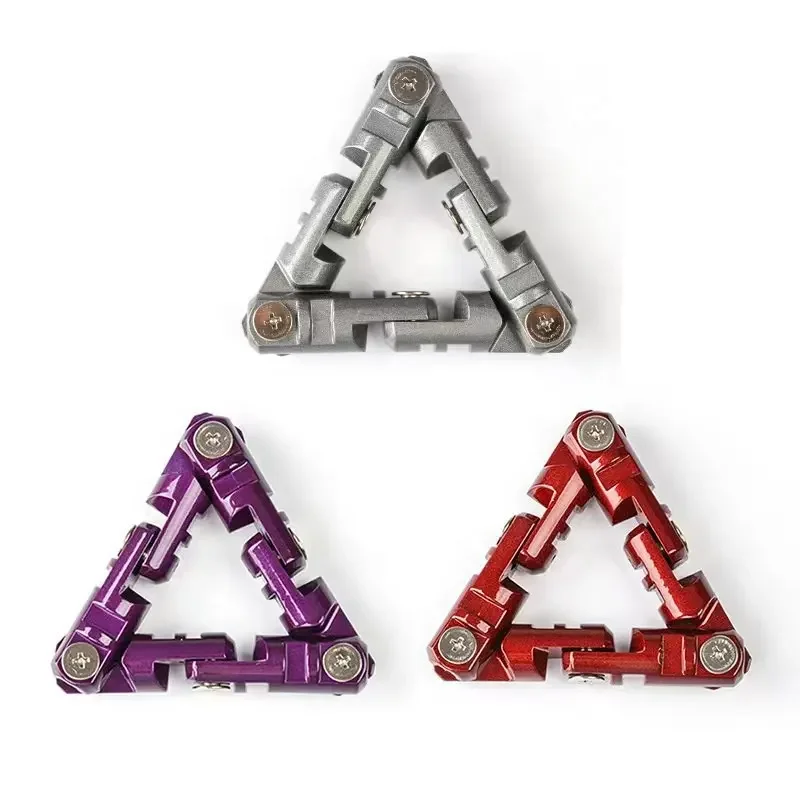 2023 New Arrival Toy Anti Stress Relief Handheld Metal Alloyed Triangle Infinity Flip Fidget Chain Bracelet Massage Sensory Toy