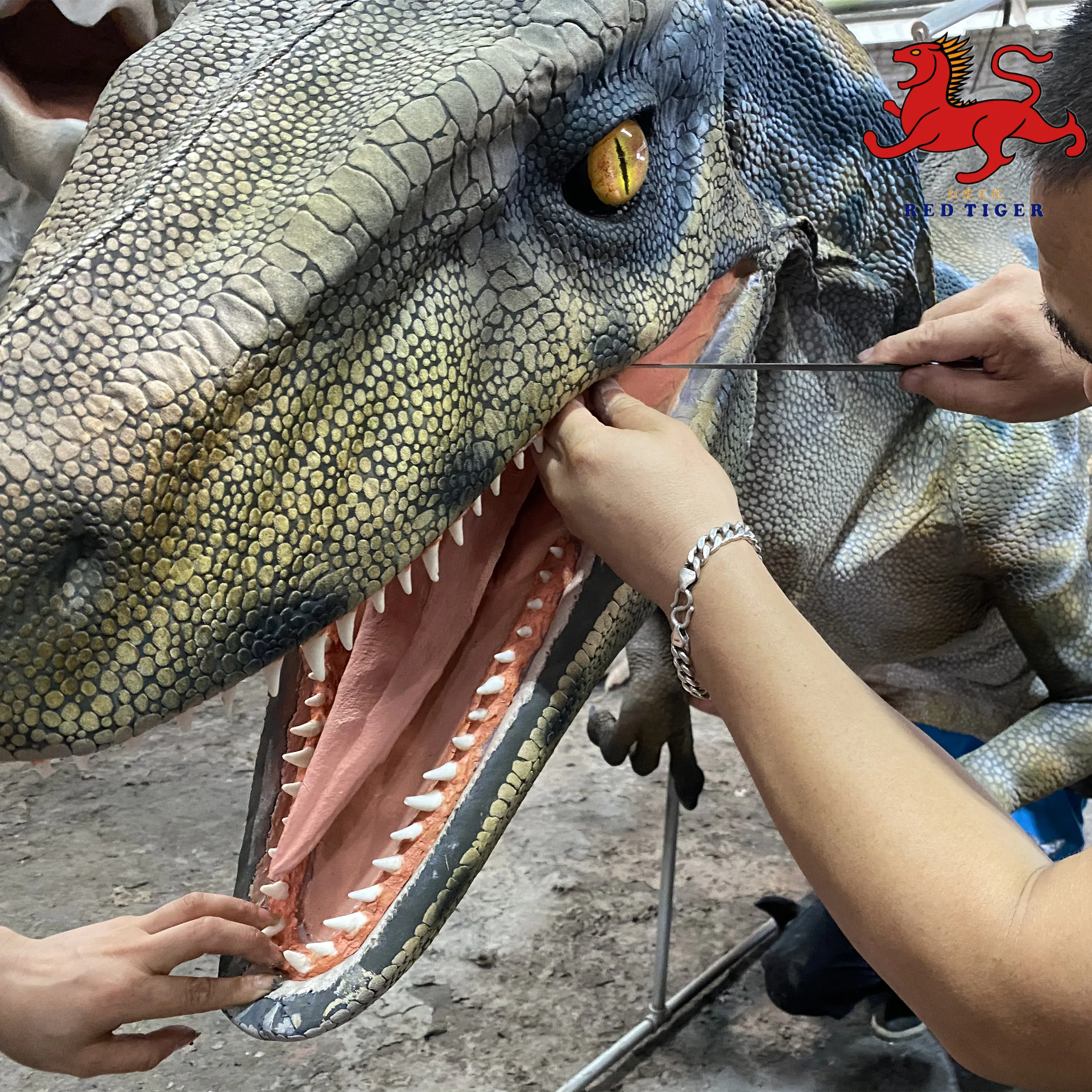 Silicone rubber dinosaur costume with new 3d print material