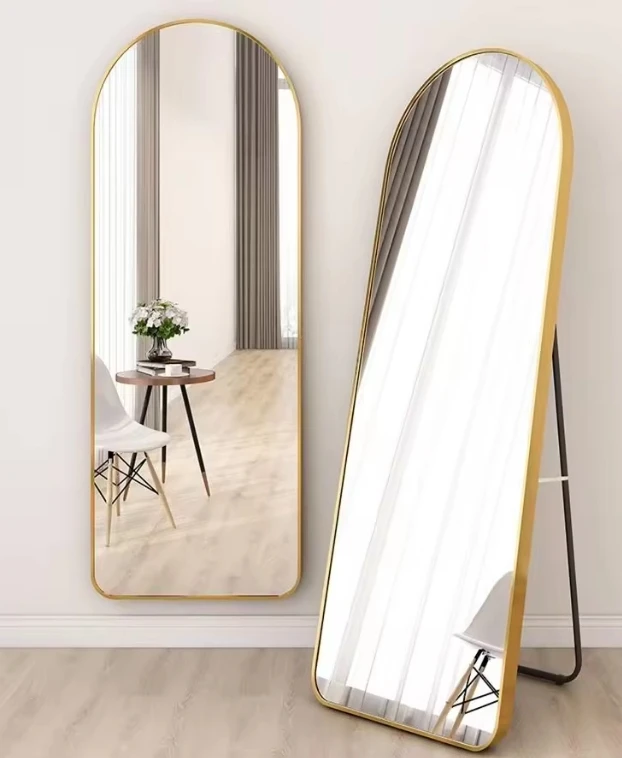Minimalist Full Length Mirror With Unique Design High Shatter Resistant Metal Body Standing