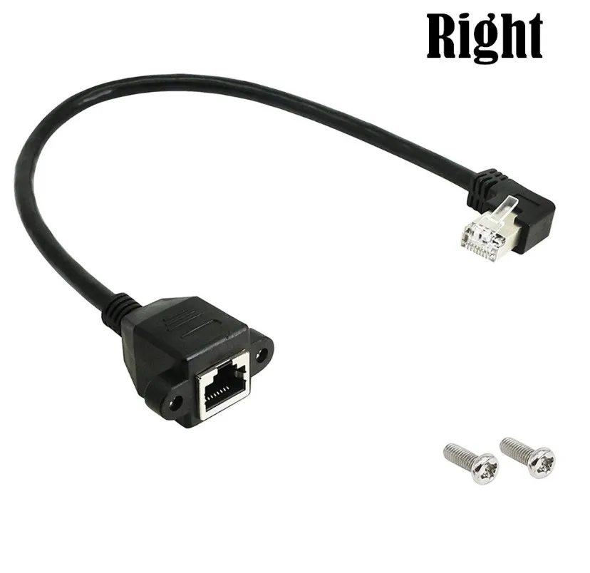 Wholesale Black 30cm Short RJ45 Male to Female Screw panel mount Ethernet LAN Cat5 Network extension Cable