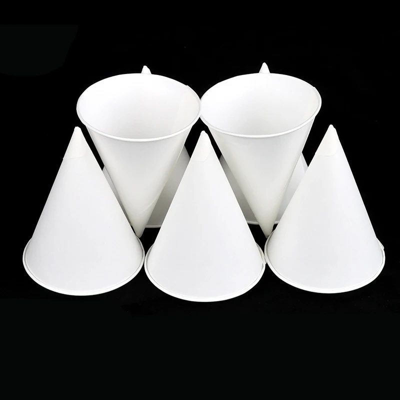 Disposable custom Color conical 6oz paper cup Straight drinking water shaved ice cream cone paper cup Conical paper cup
