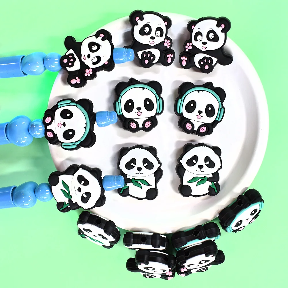 5pcs/Pack Factory Direct New Silicone Focal Beads For Pen Making Diy Pen Accessories Panda Silicone Focal Bead