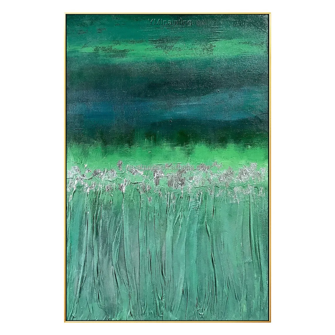 Abstract Painting - Abstract Wall art tree Green  canvas Painting Winter Art artwork Heavy Textured by OTO