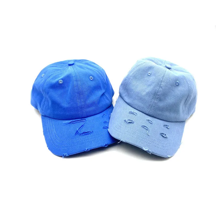 Wholesale Custom Logo Worn-out Unisex Denim Cowboy Vintage Distressed 6 Panel Washed Cotton Baseball Cap