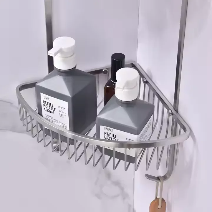 Stainless Steel Two Tier Bathroom Wall Shower Corner Triangle Shelf