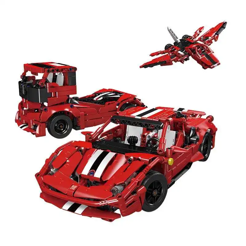 MOULD KING 10076 F488 3in1 Toy Car Educational Plastic Kit Bricks Set 3in1 Changeable Model Building Car Block For Kids