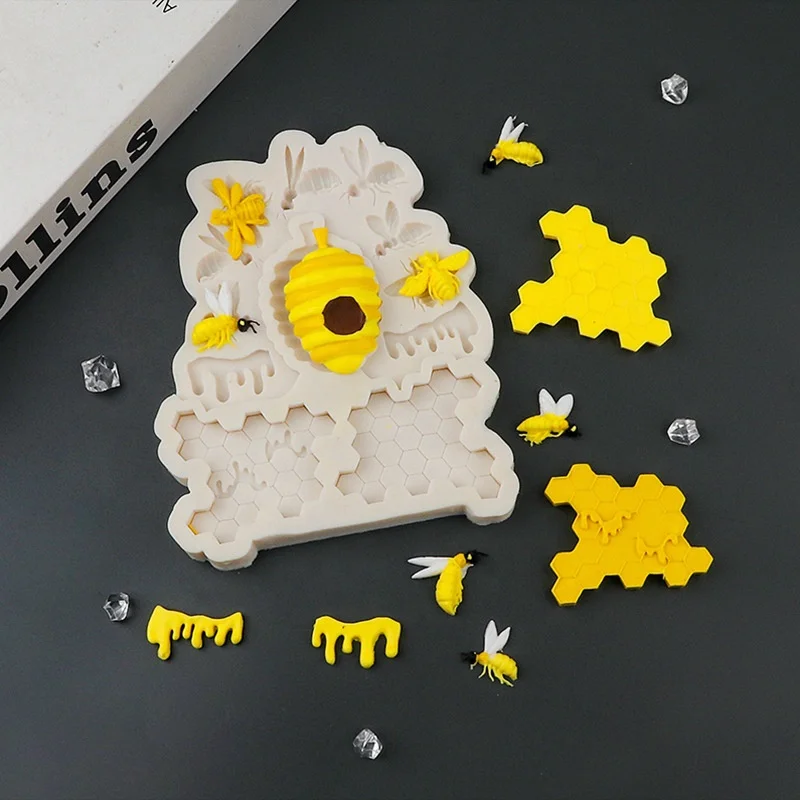 DIY Lovely little bee Beehive Liquid Silicone Mold/Honeybee Cake Decorating Mold silicone chocolate molds