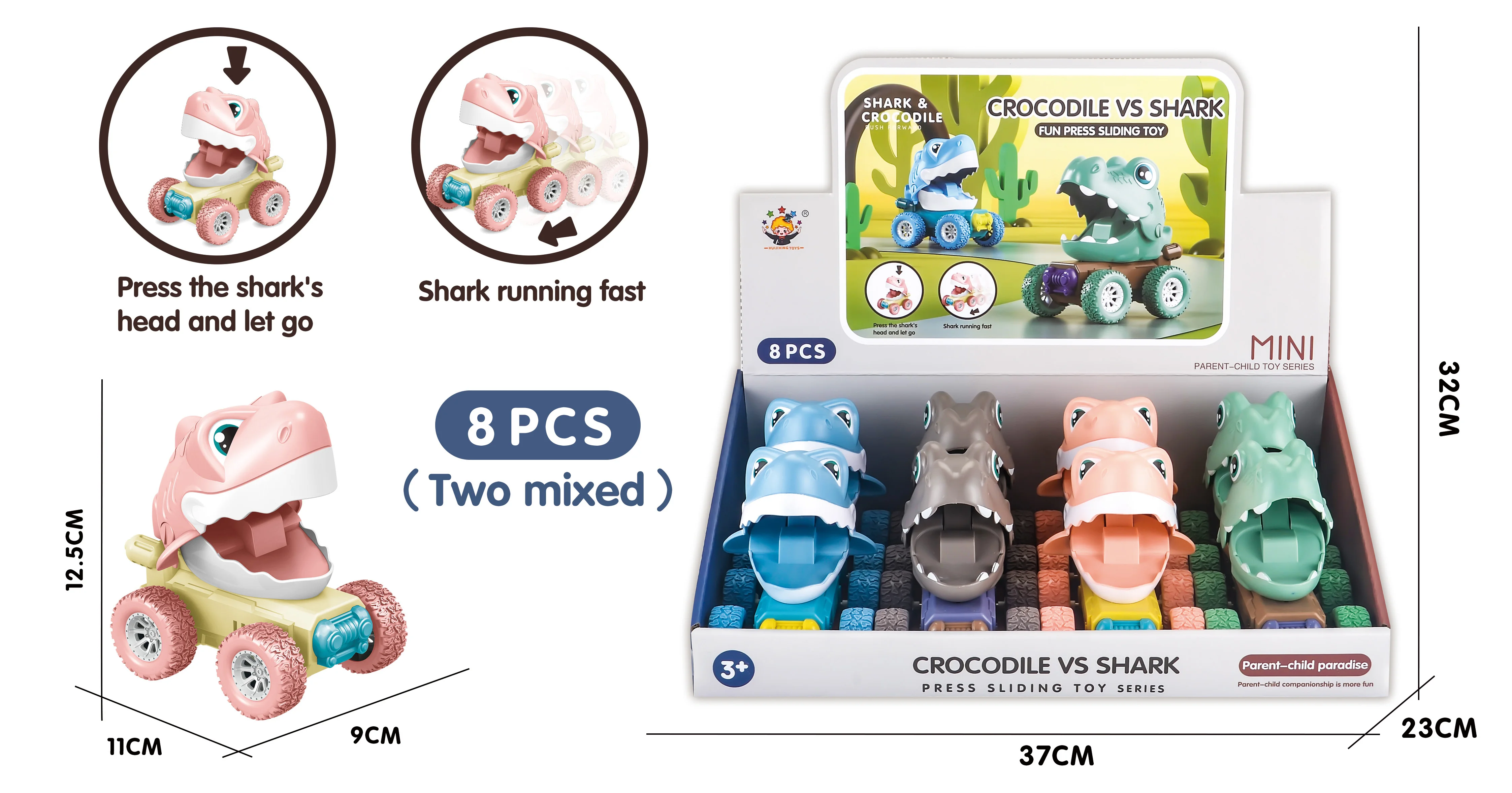 Cartoon Animal Design RC Racing Cars Mini Press Toy Including Dinosaur Shark Crocodile Other Animals