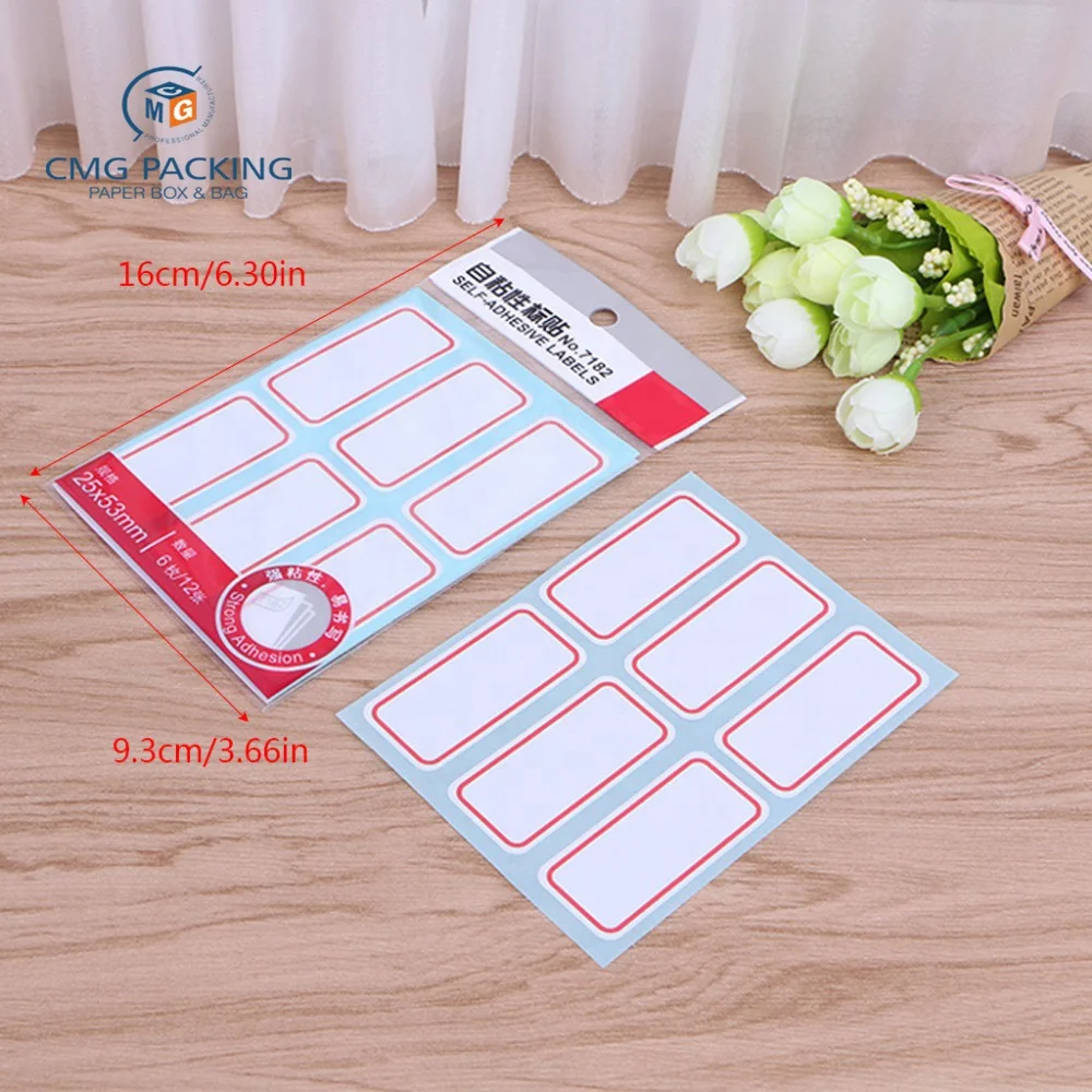 Custom 12 Sheets Self Adhesive Label Stickers Office Lab Bottle Tags Printing Paper Sticker