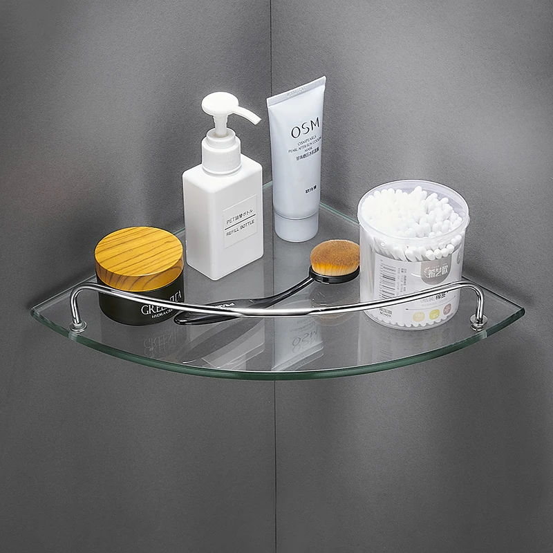 Modern Wall Mounted Glass Bathroom Corner Shelf Bathroom Corner Glass Shelf Glass Corner Shower Shelf