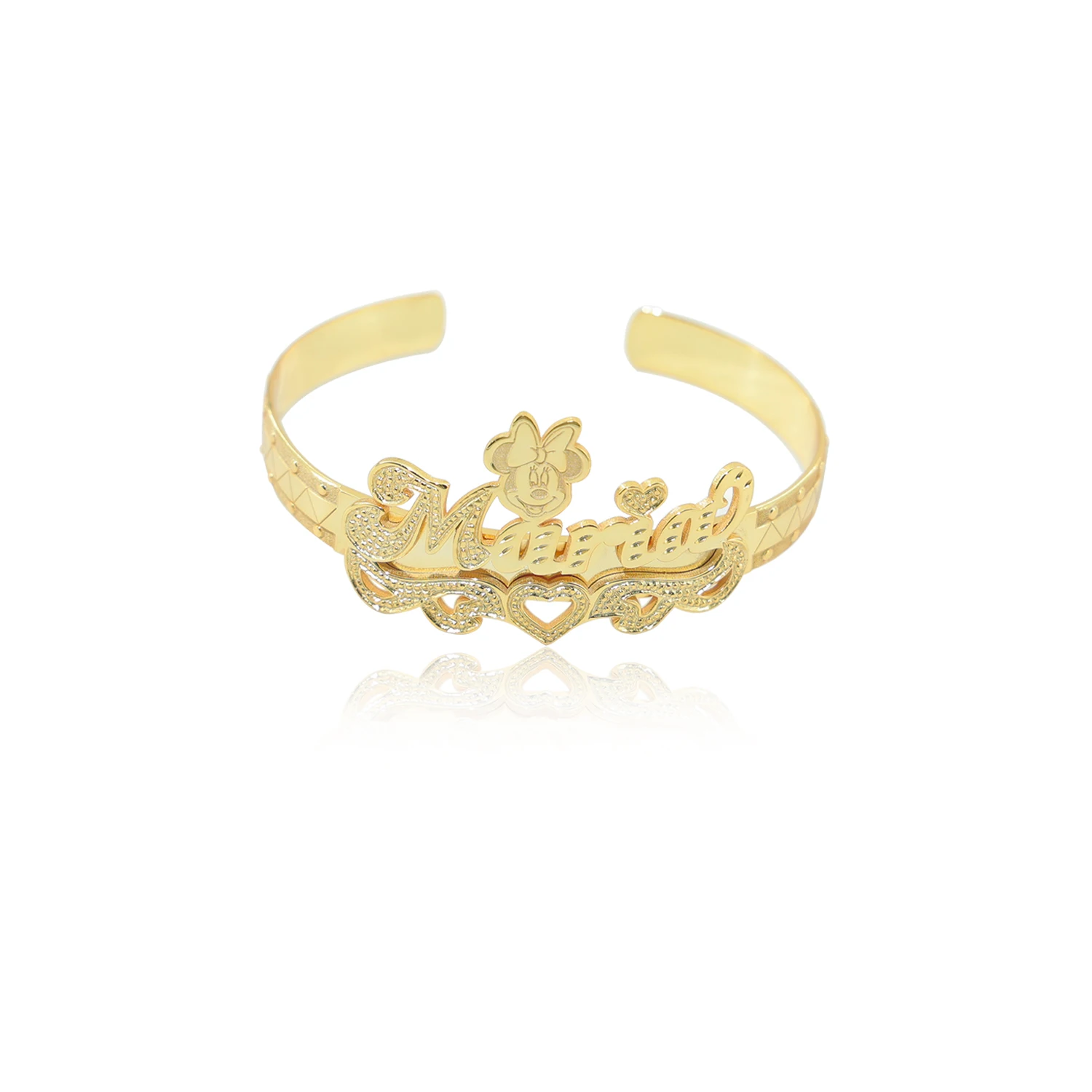 Luxury Women kids custom jewelry  18k Gold Bangles Personalize Letter Cartoon Bangle Adjustable Cuff Bracelets Fashion Jewelry