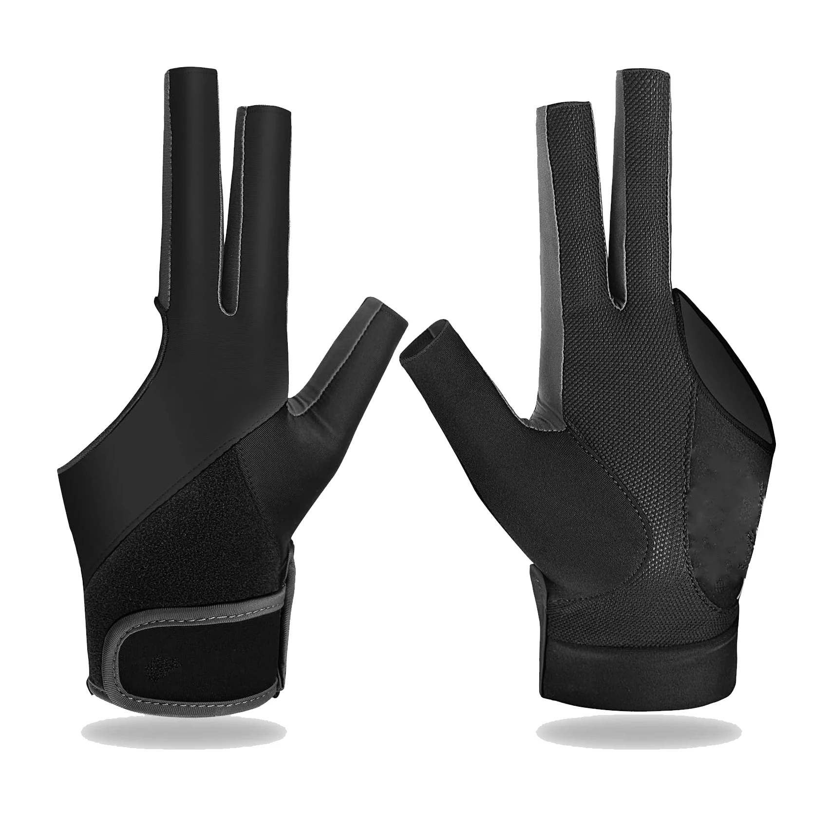 Material Three Fingers Snooker Left and Right Hand Billiard Accessories Billiard Gloves Soft Smooth Fabric Black Sports Unisex