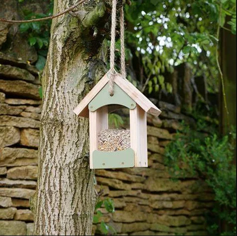 Small Ranch Style Hopper Bird Feeder Wild Bird Platform Bird Feeder Wood Mini Mixed Seed Feeder