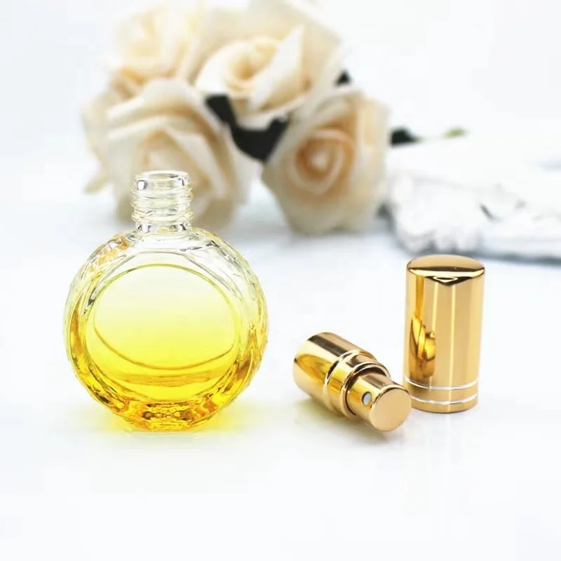 Wholesale hot sale empty luxury flat glass perfume spray bottle 12ml mini colorful cute glass perfume bottles for kids