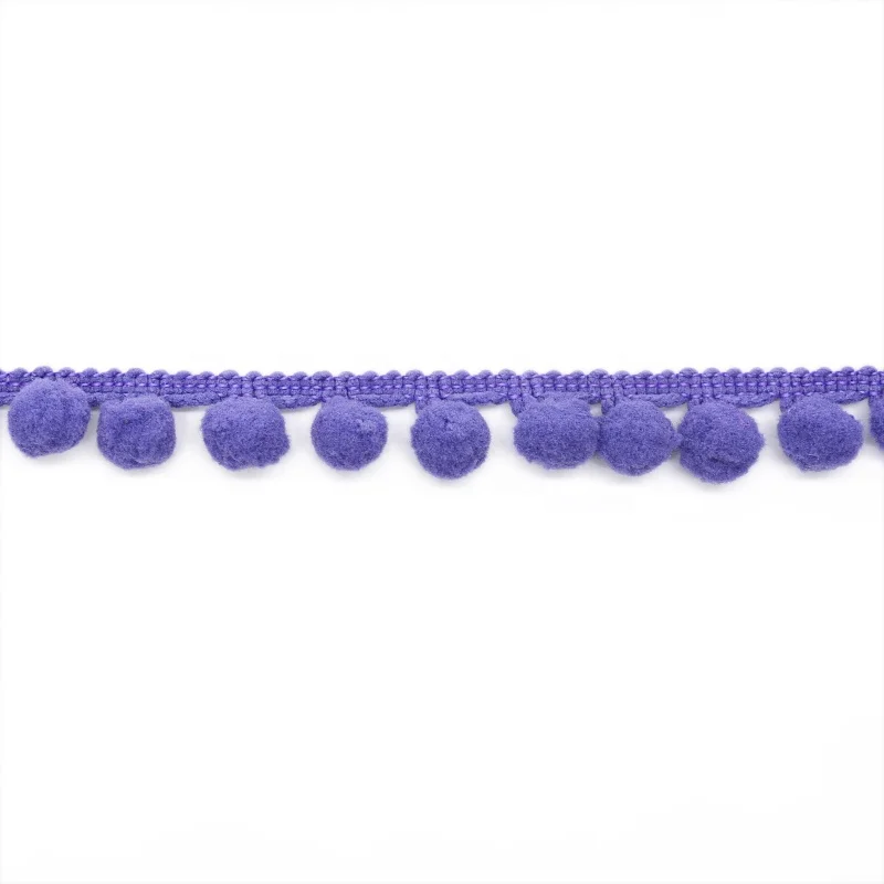 Wholesale Bulk Purple Ball Pom Fringe Crochet Pom Pom Lace Trims For Clothes Hat Crafts Decoration