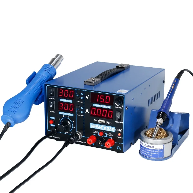YIHUA 853D 3A 4 LED with USB 3in1 mobile phone repair DC power suipply soldering rework station