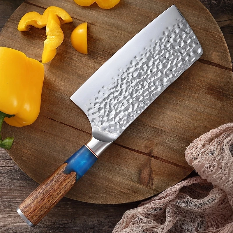 High Quality 7inch Stainless Steel Chinese Cleaver Butcher Knife With Resin Wood Handle