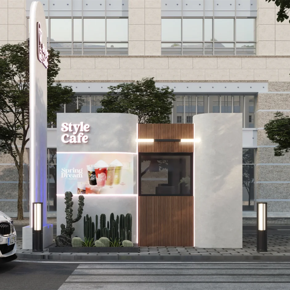Bubble Tea Kiosk Hot Mall Food Mobile Kiosk Drink Juice Bar Display Counter Furniture showcase For Cafe Kiosk