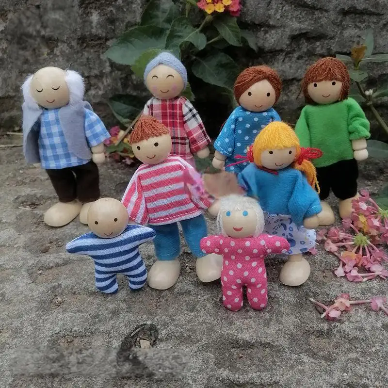 2024 New Type Wooden Family Puppet Puzzle Toy Adjustable Joint Doll for Roleplay Educational Toys