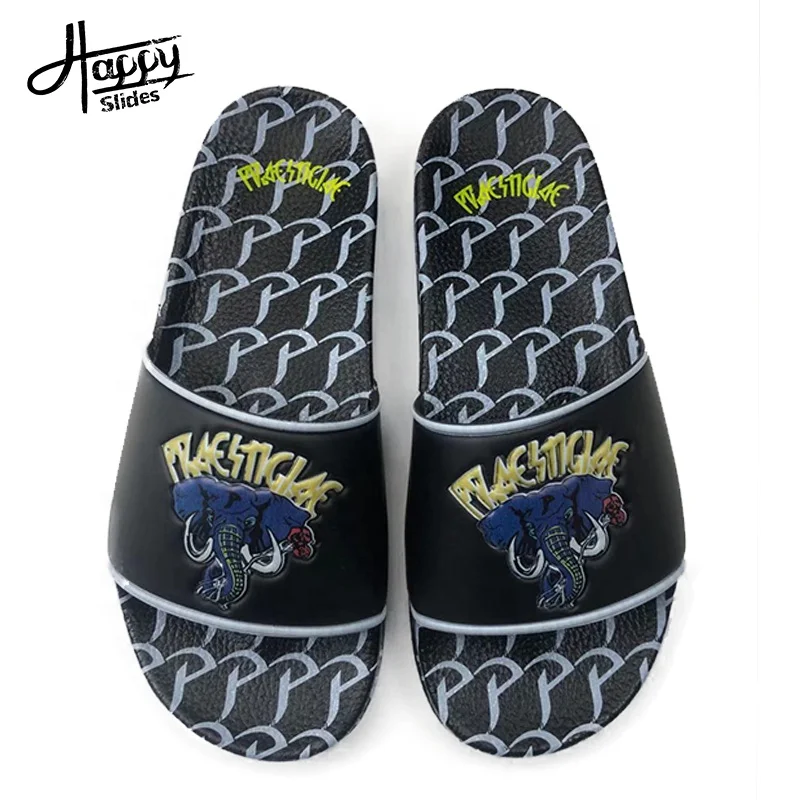 Happyslides 2021 Custom Design Latest Pvc Plain Slipper Slides For Men,Mans Slide Custom Made Slippers Slide Sandals