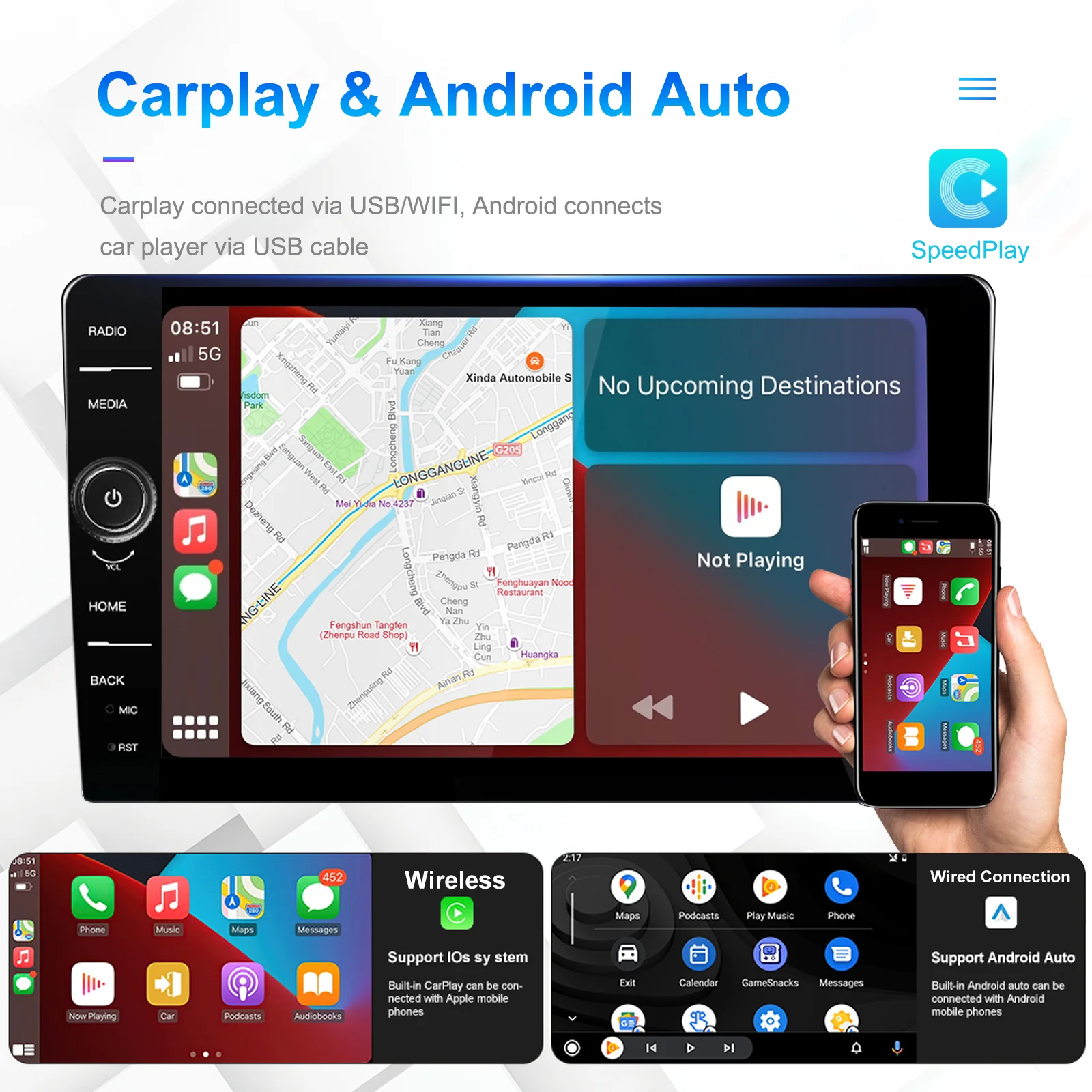 Android 12 8core 8+128G Car Multimedia DVD Player For universal Metal body DSP auto radio Built-in Carplay car radio