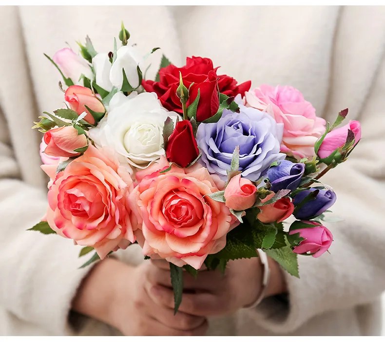 Zhuoou High Quality Latex artificial Flower Faux Flower Rose Real Touch Red Rose Flowers For Home Office  Decoration