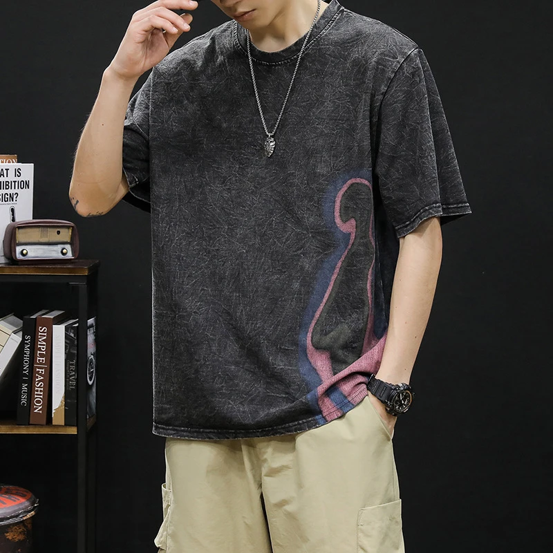 wholesale custom printing logo Acid Wash tshirts blank graphic vintage style heavyweight cotton oversize men vintage t-shirt