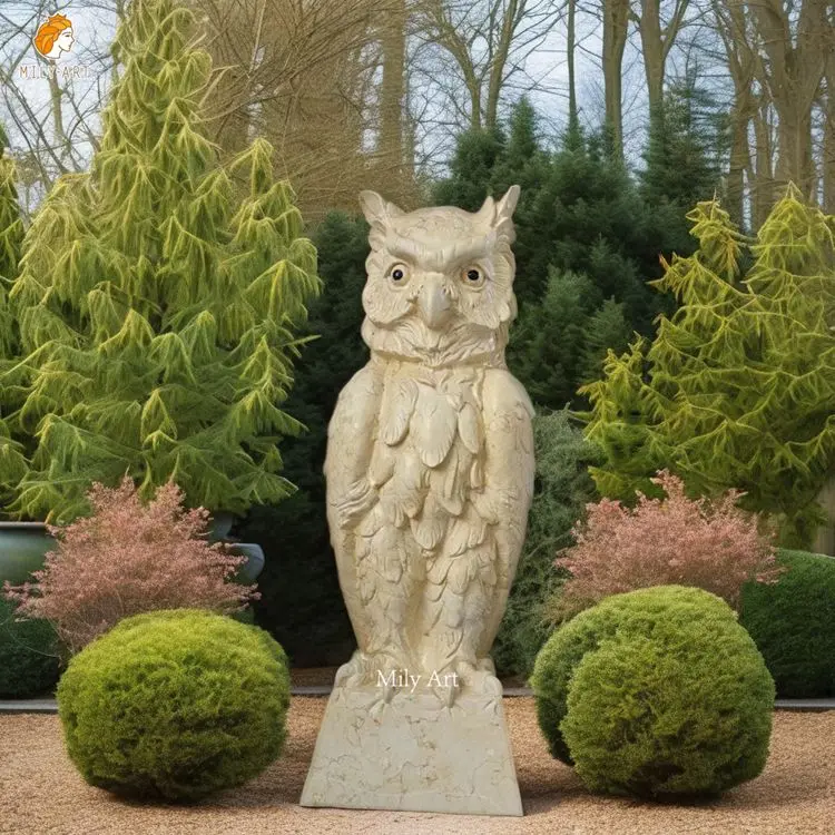 Outdoor Garden Decoration Customized Marble Stone Owl Statues Sculpture for Sale