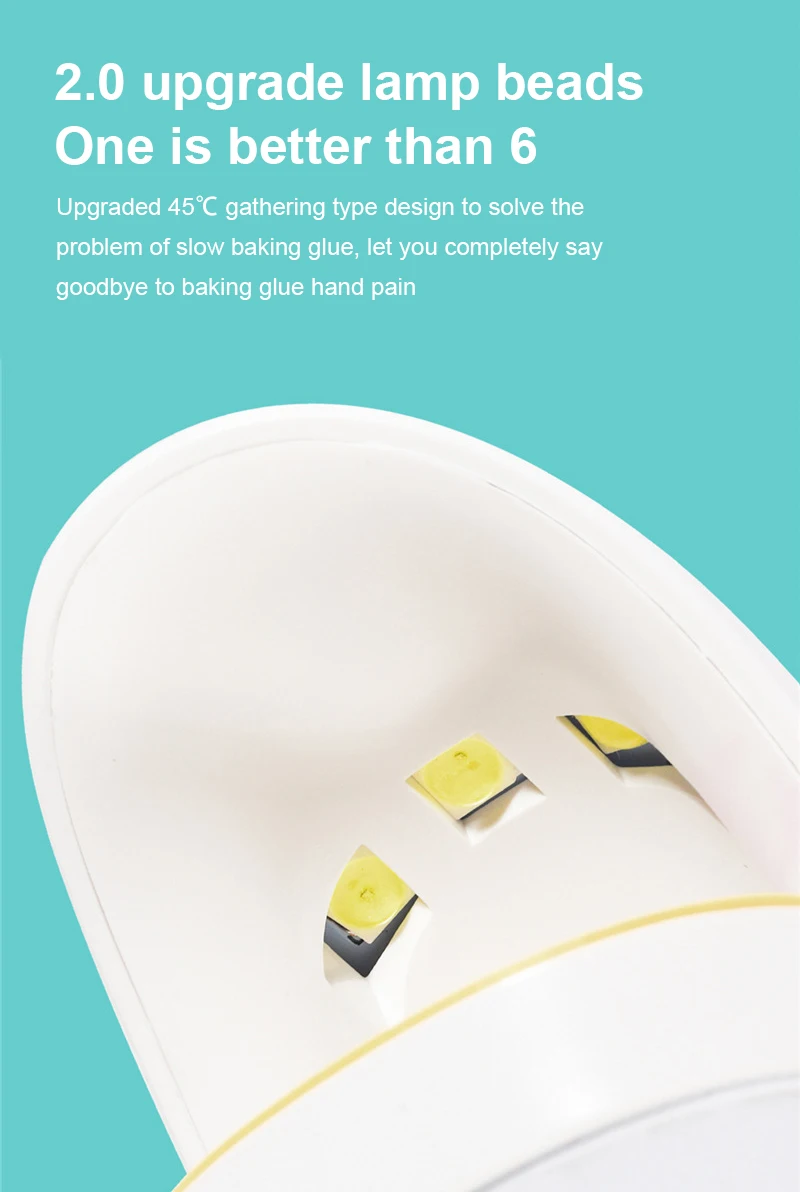 6W Portable Mini LED Manicure Light Beauty Nail Art Nail Lamp  Gel Glue Nail Polish Dryer Timing  Phototherapy Machine