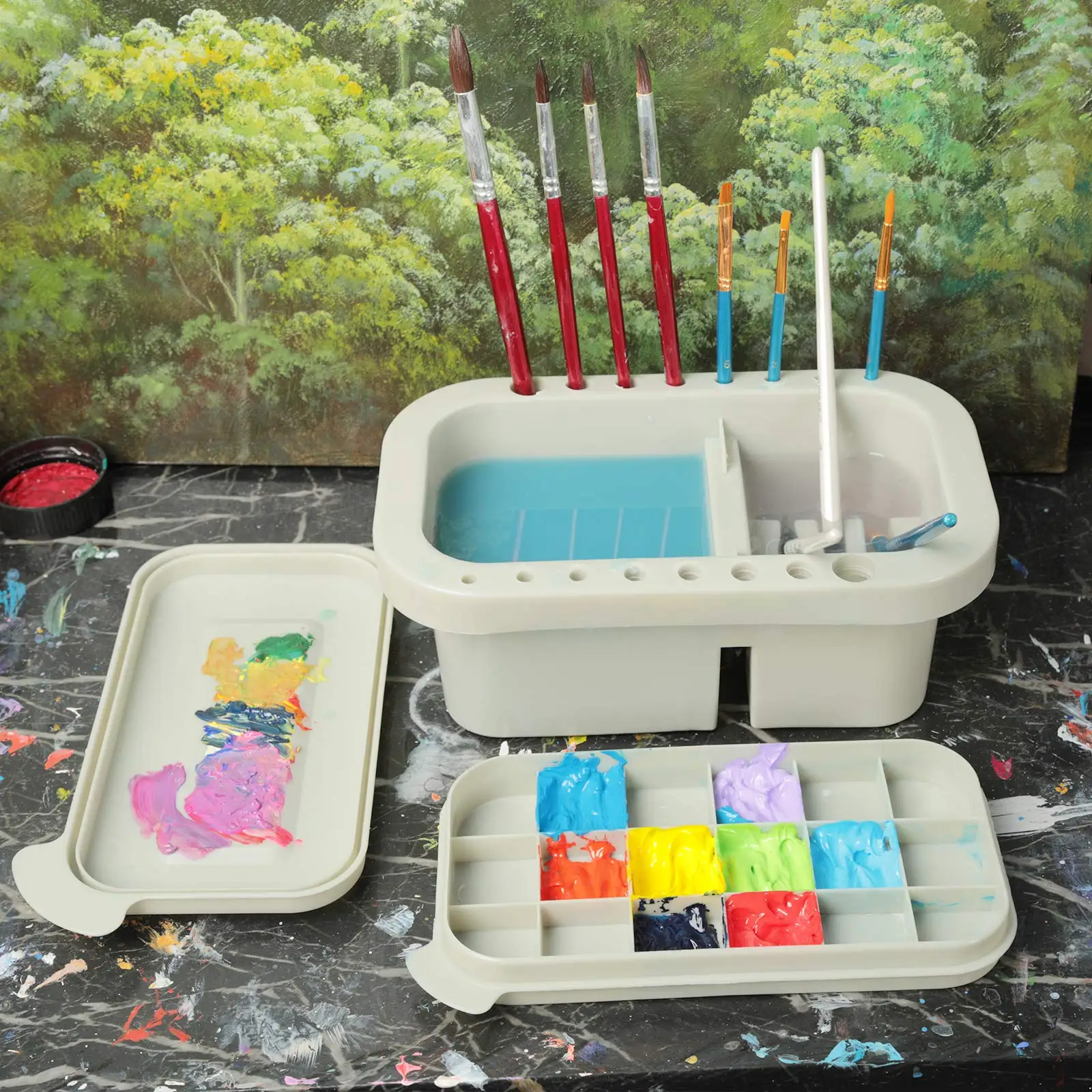 Brush Cleaner Washer Multifunction Plastic with Holder Watercolor Palette Paint Brush washer For Acrylic Watercolor paint
