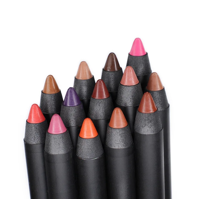 
2021 Custom Logo Private Vegan Lip Liner Brown Black 13 Colors Waterproof Velvet Matte Lipliner Pencil 