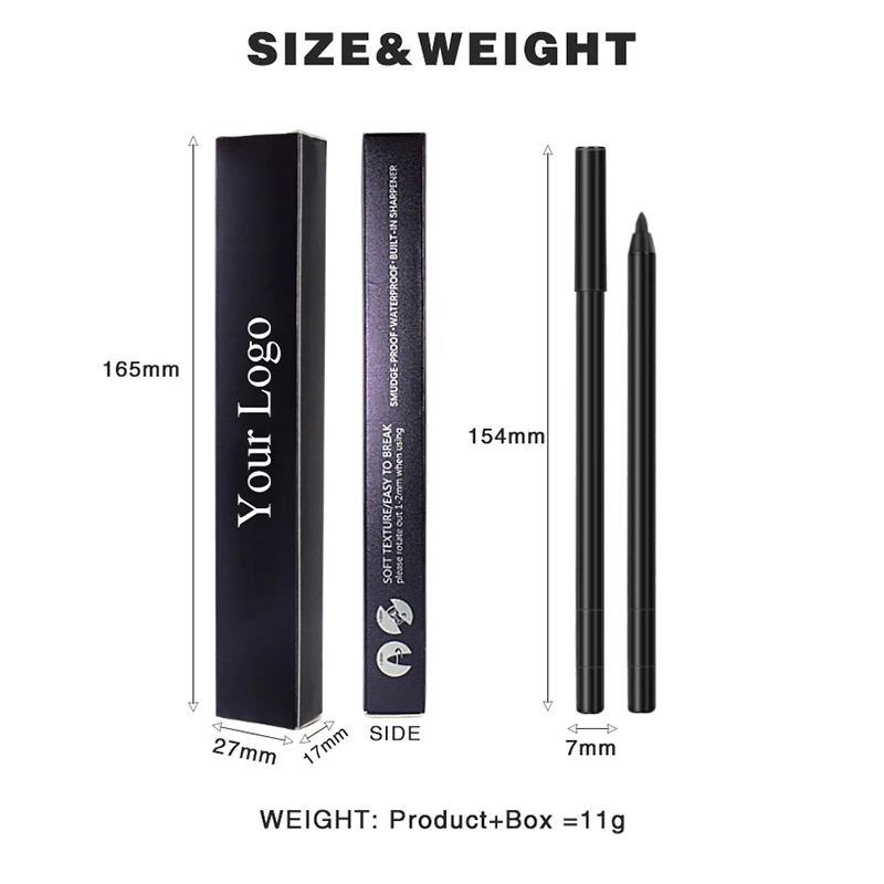 Cream eye liner pencil logo printing vegan waterproof long lasting creamy eyeliner black liner private label