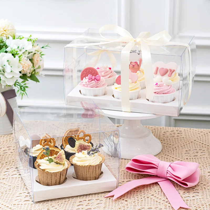 Custom Luxury Cupcake Box High Quality Wedding Cupcake Boxes With Clear Window