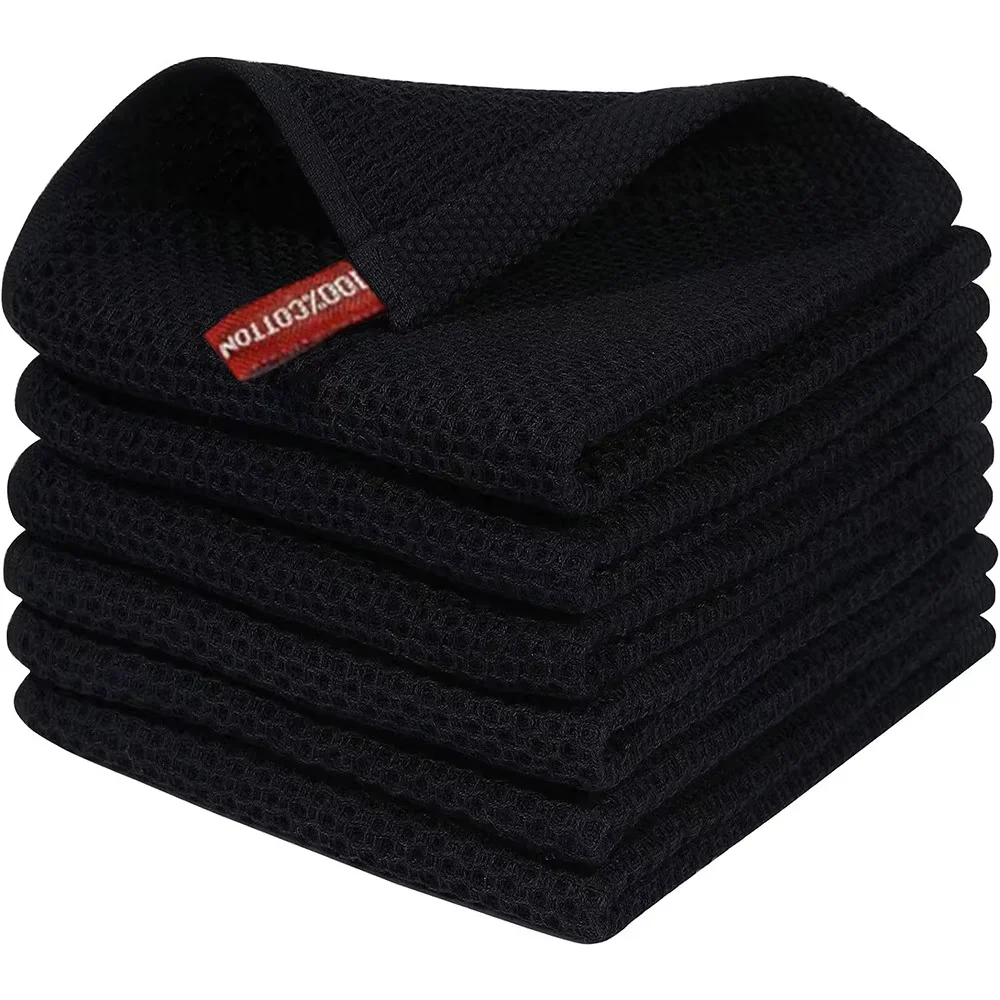 Waffle Weave Custom Kitchen Towel Wholesale Sets 100% Cotton Soft Quick Drying Dish Towels for Kitchen