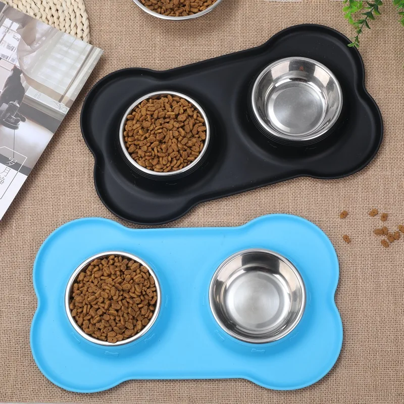 Eco Friendly Wholesale Custom Silicone Mat Pad Stainless Steel Non Slip Slow Feeder Cat Dog Food Bowl Logo For Dog