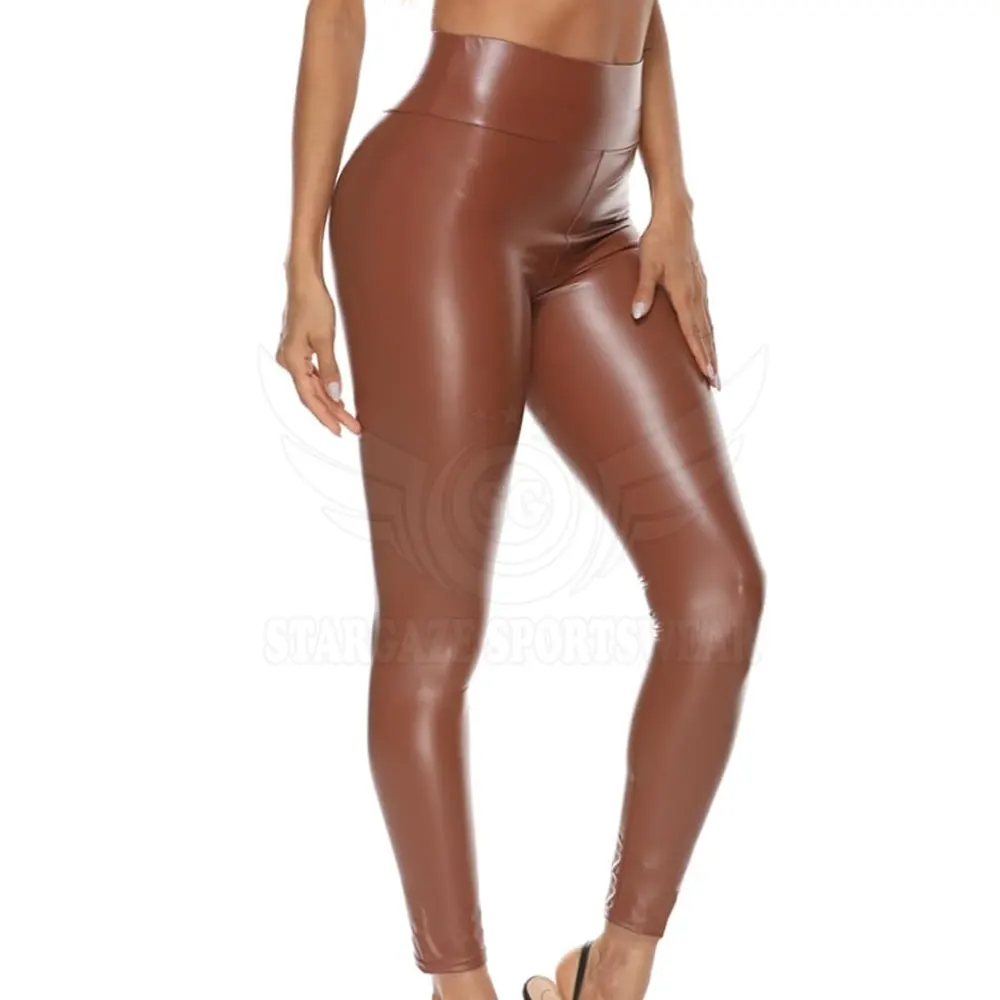 Men PU Leather Legging Winter Fashion Clothing Leather Legging High Waist Zipper Solid Color Leather Legging