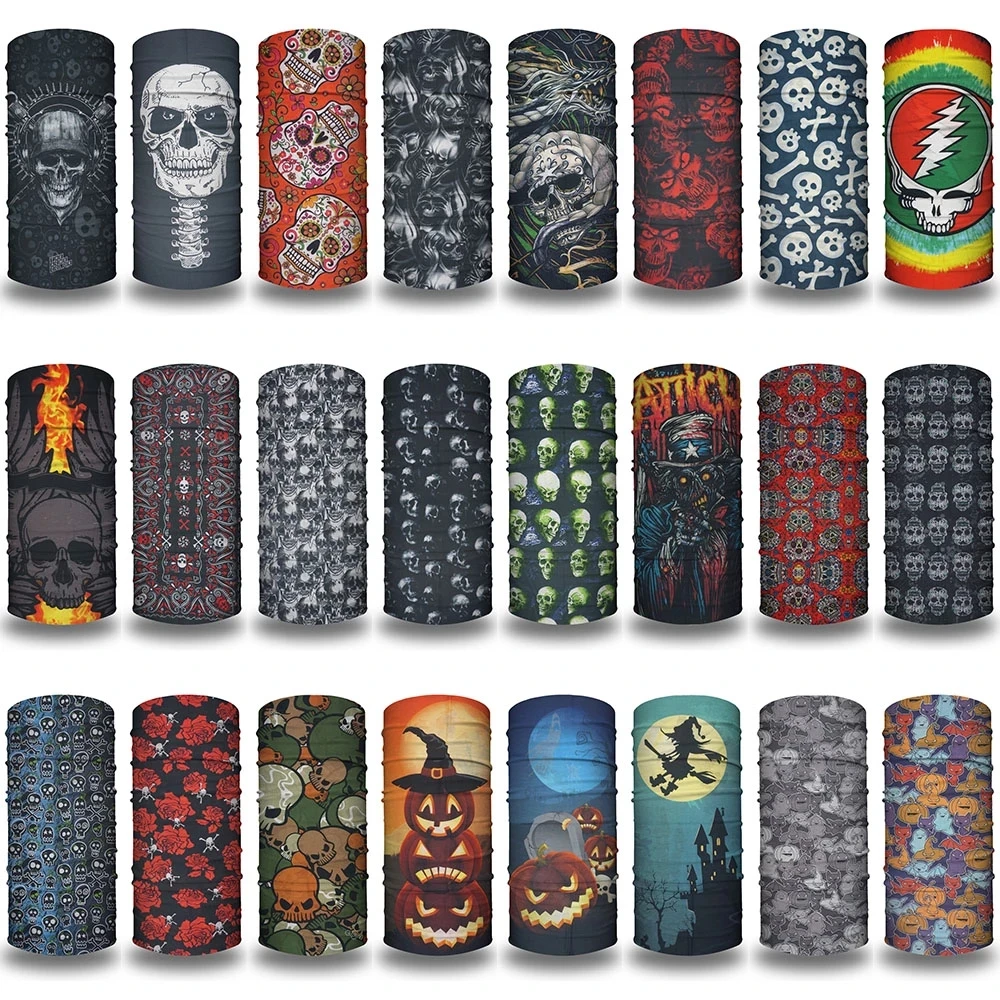 Manufacturer Neck Gaiter Pirate Scarf Elastic Balaclava Headbands Head Scarf Windproof Skull Head Wrap for Sports Neck Warmer