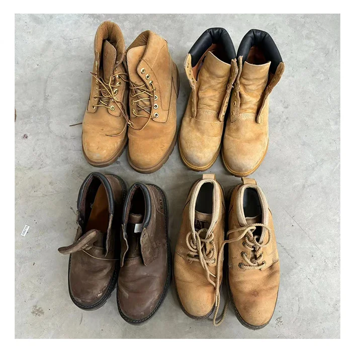 hot sale second hand martin boots thrift leather famous brand boots used shoes in bales from europe