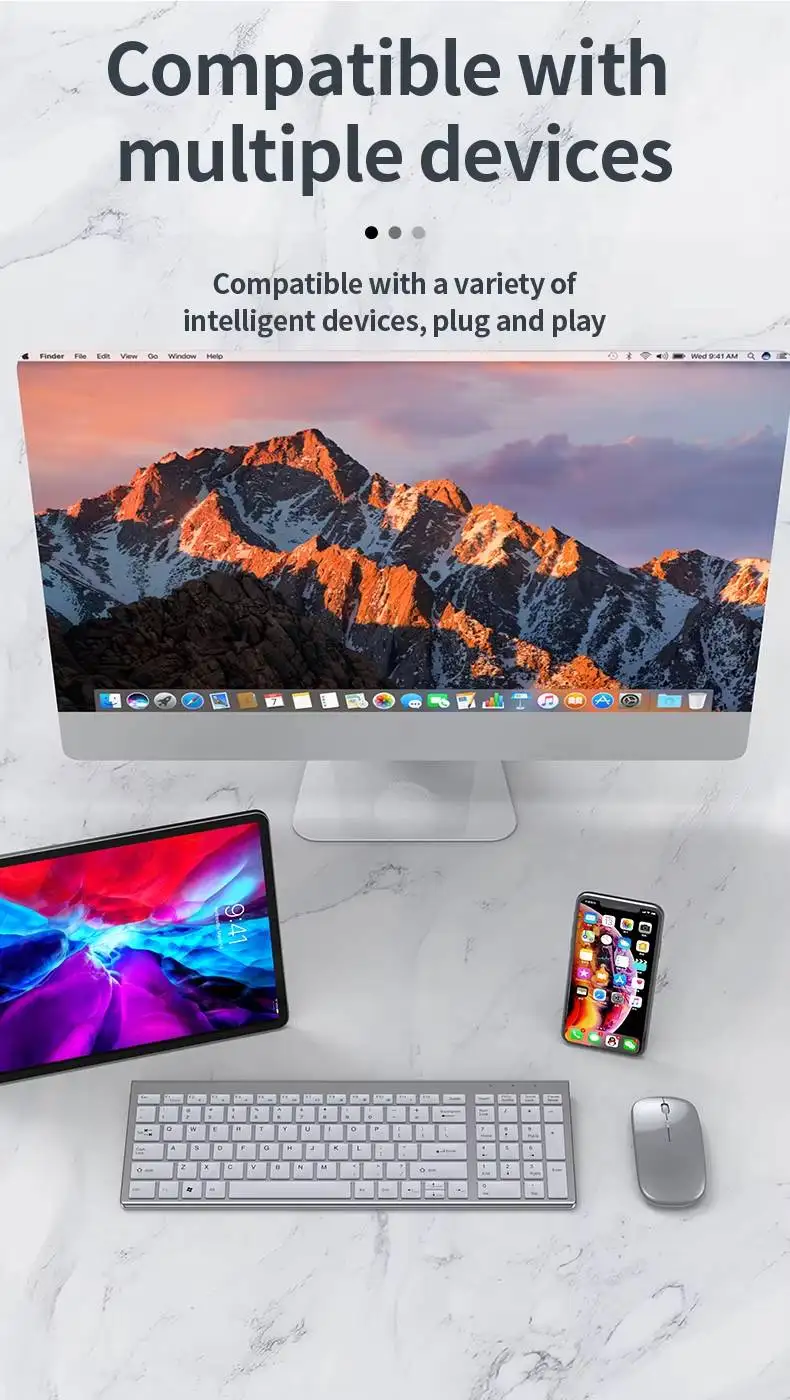 Hot Sale Magneic Portable BT 2.4G Combo for Windows Laptop Mini Ultrathin Keyboard and Mouse Combos Blue tooth Wireless