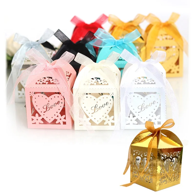 Love Heart Hollow Candy Gift Box Chocolate Sweet Packaging Boxes For Wedding Wrapping Supplies