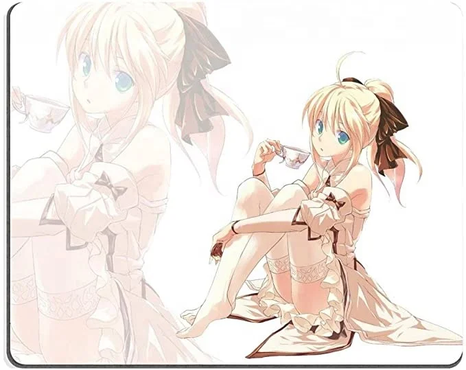 Non-slip Rubber  printing Large FGO Saber Lily Gaming Mouse Pad