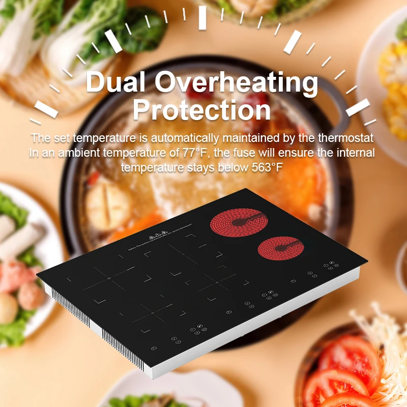 Popular 9000W Six Cookers Dual Overheating Protection Kitchen Stove Electric Magnetic Induction Infrared Cooker