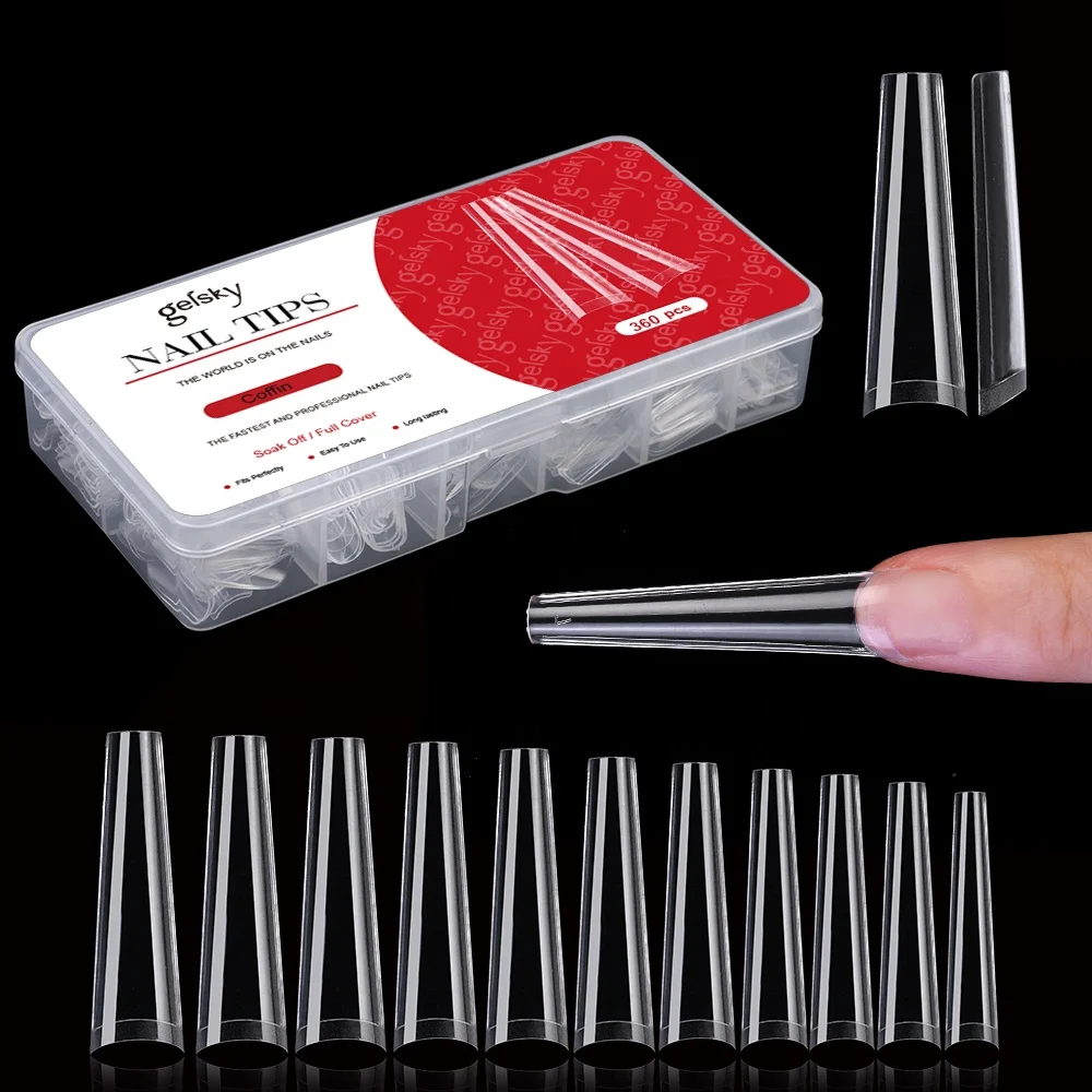 Gelsky Xxxl Nails Tips Clear French Tip Nails No C Curve Coffin Gel Tips