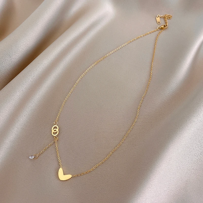 
Hot-sale Women Fashion 2021 Heart Pendant Necklace Jewelry Chain Dainty Necklace 18k Gold Plated Necklace 