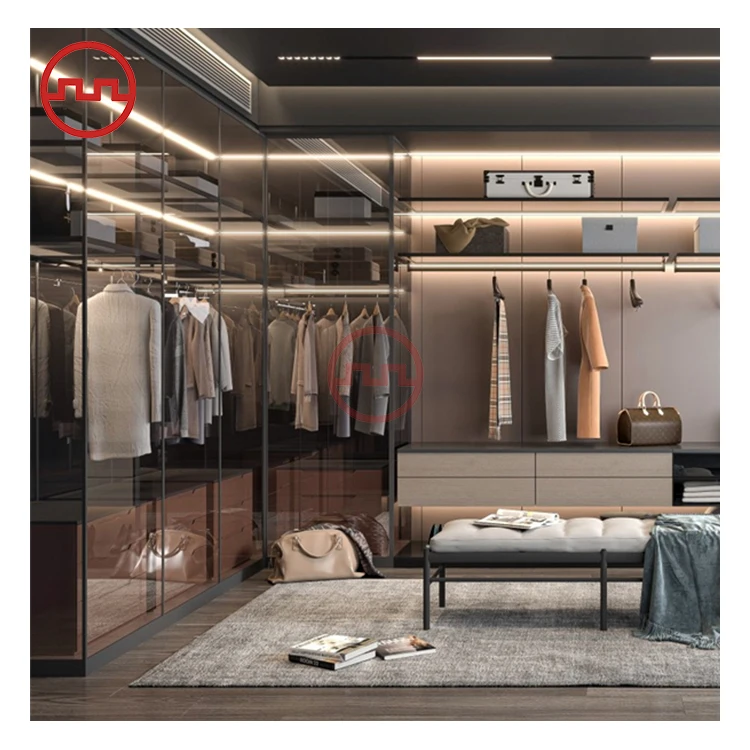 Оптовая продажа черный стеклянный дверной шкаф с алюминиевым каркасом для спальни французская коричневая стеклянная дверь