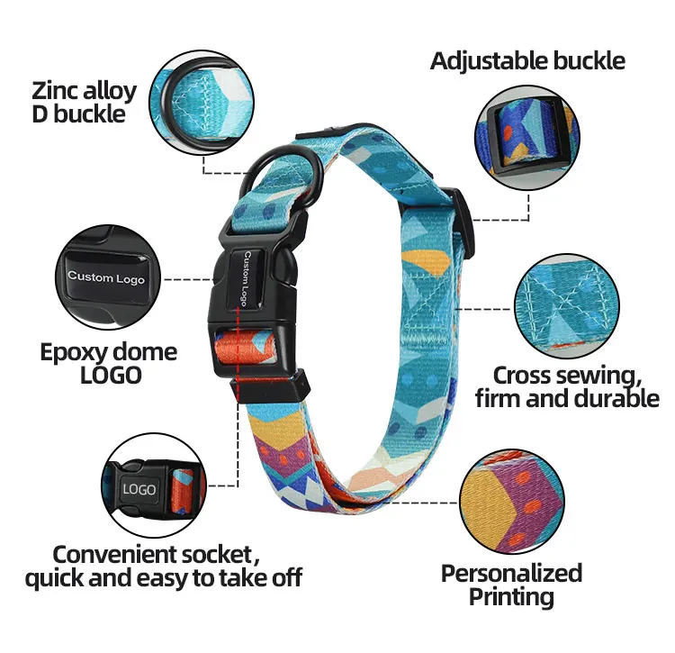 Оптовая продажа, собачий ошейник, поводок с сублимационным рисунком, собачий ошейник для активного отдыха
