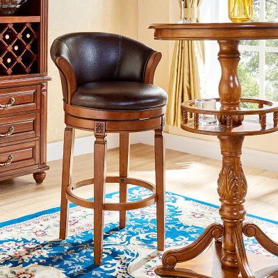 
American solid wood bar chair simple stool bar stool high stool household bar chair European manufacturers direct 
